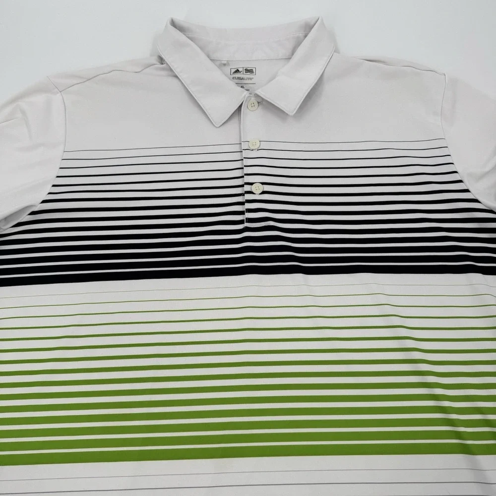Adidas Mens Shirt X-Large Black Green Stripe de Anza Country Club Golf‎ Polo
